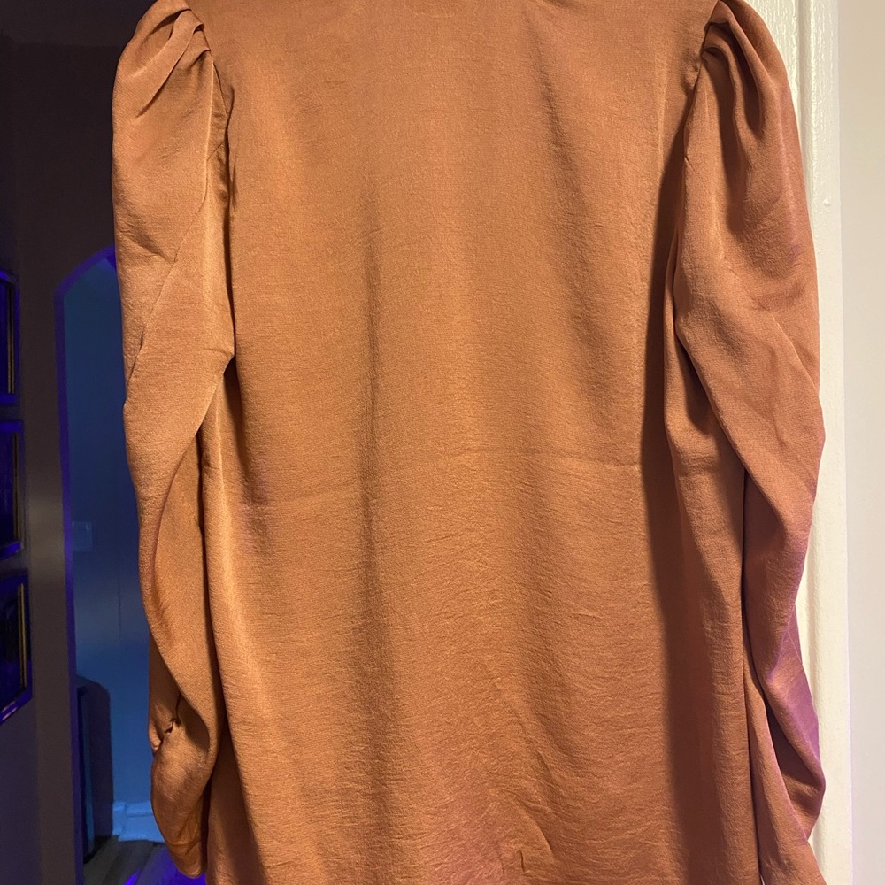 Express Rust Orange V-Neck Blouse - Picture 7 of 7